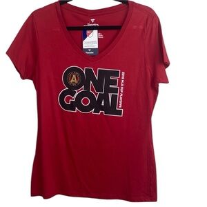 NWT Atlanta United One Goal T-shirt Medium women’s red v-neck